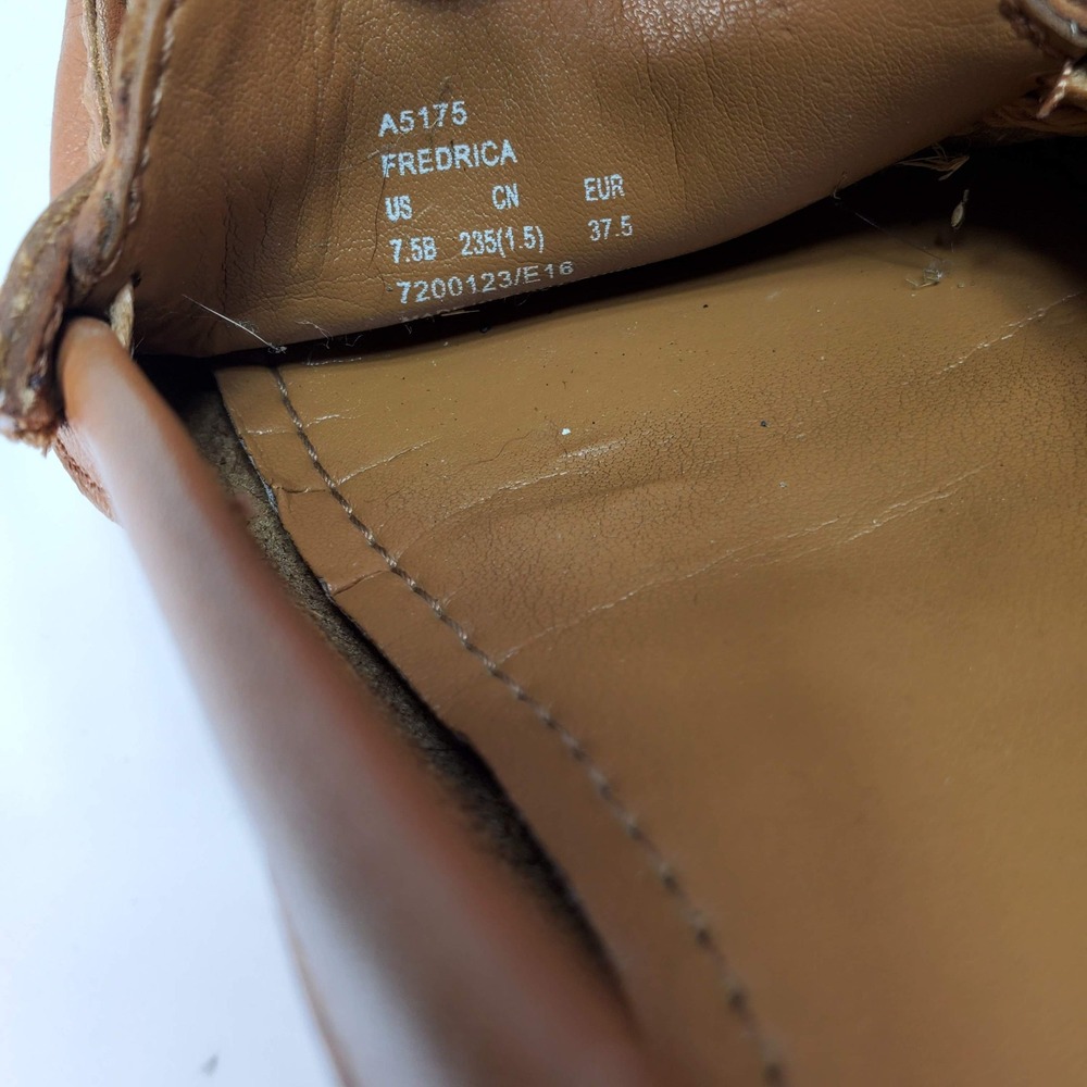 Coach Fredrica Loafers‎ Women 7.5B Tan Leather Gold Logo Driving Moccasins A5175 - Picture 7 of 8
